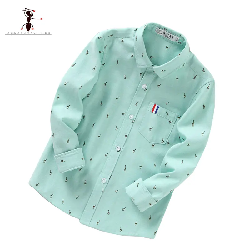 

KungFu Ant 2017 Cotton Long Sleeve 4 Colors Green Pink White Blue Children 3-8 Years Old Kids Boys Shirts201703