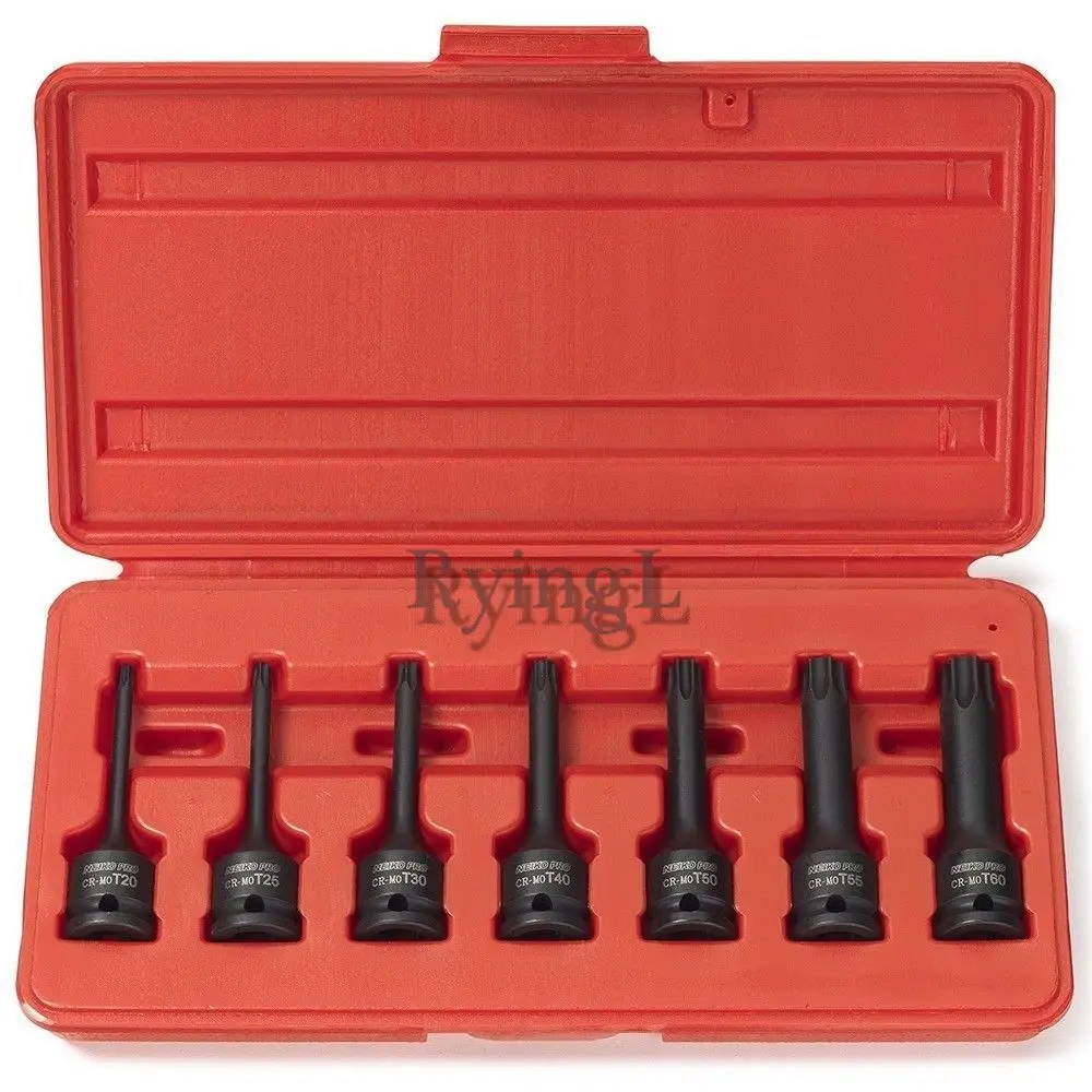 

Extra Long Torx Impact Socket | 3/8" Drive 7pc Set Star Bit T20-T60