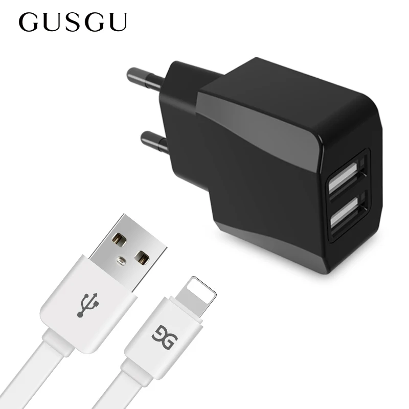 

GUSGU USB Charger For Mobile Phone 2 Ports Smart Wall Charger Adapter 5V/2.1A Fast Charging For iPhone iPad Samsung Xiaomi