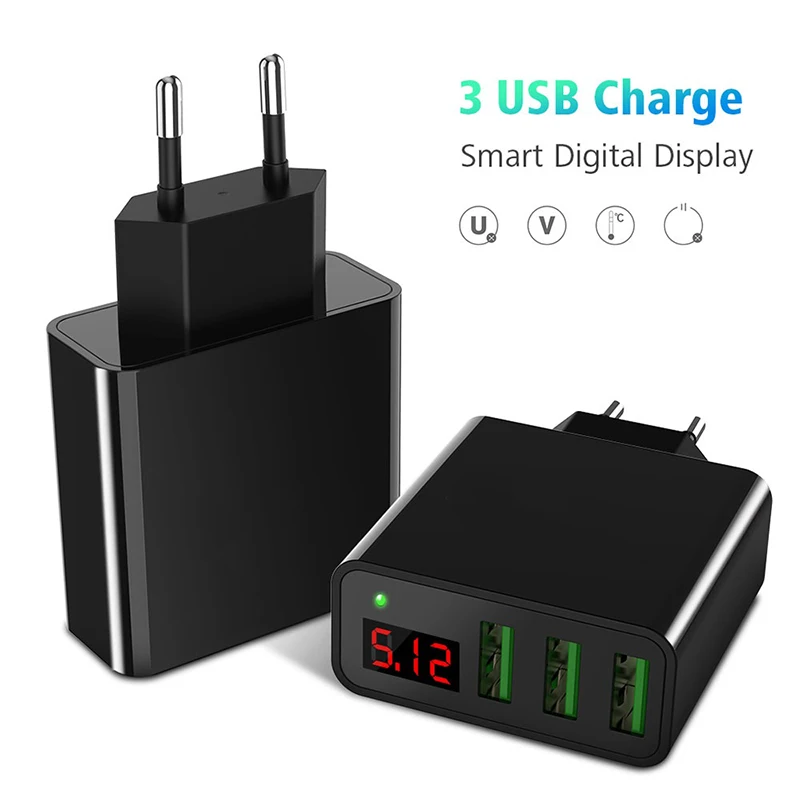 

5V 3A 3 USB fast Charger EU/US adapter travel charger for iphone X XS XR 8 7 6 samsung S10 9 8 for xiaomi 9 huawei phone charger