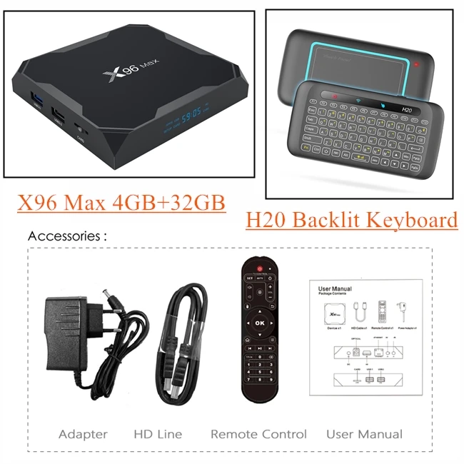 TSINGO X96 Max tv Box Amlogic S905X2 четырехъядерный LPDDR4 4G 64G 2,4G/5,8G двойной Wifi Android 8,1 Bluetooth 1000M 4K HD медиаплеер - Цвет: X96 Max 4GB 32GB H20