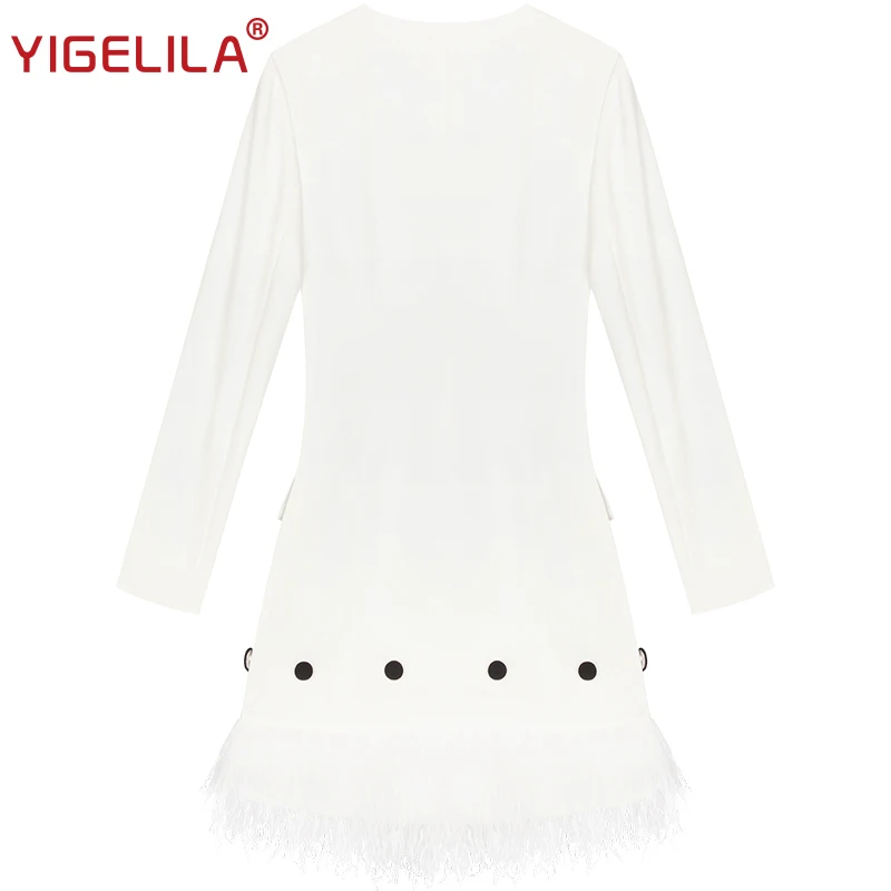 Empire Dress White Feather