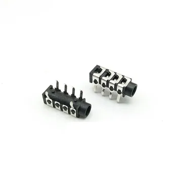 

10pcs PJ-313B PJ313BPhone Jack 3.5mm 6 contacts 4 conductors stereo audio socket through hole right angle 4 poles audio plug