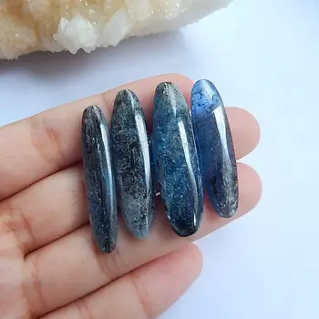 

Natural Stone Sale 4pcs oval shape Blue Kyanite Cabochon setting 37x10x6mm,33x9x4mm,15.8g natural stone cabochons kyanite beads