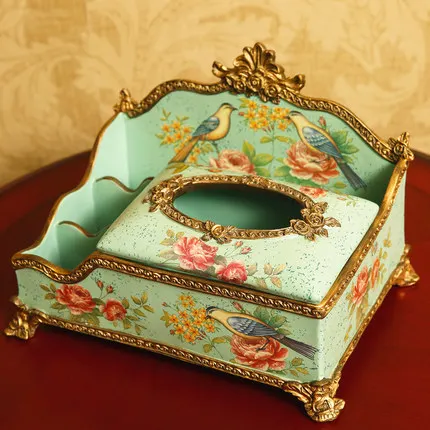 

European style multi-functional decorative tissue box American remote-controlled storage box