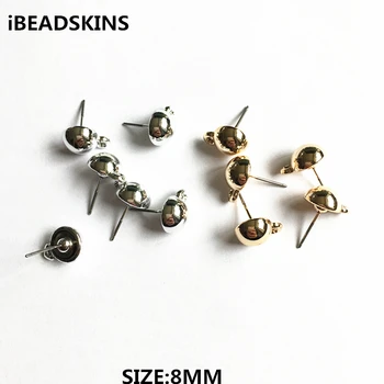 

New arrival! 8mm 100pcs/lot acrylic UV plating Ear stud semicircle shape earrings base accessories for Earrings DIY( as shown)