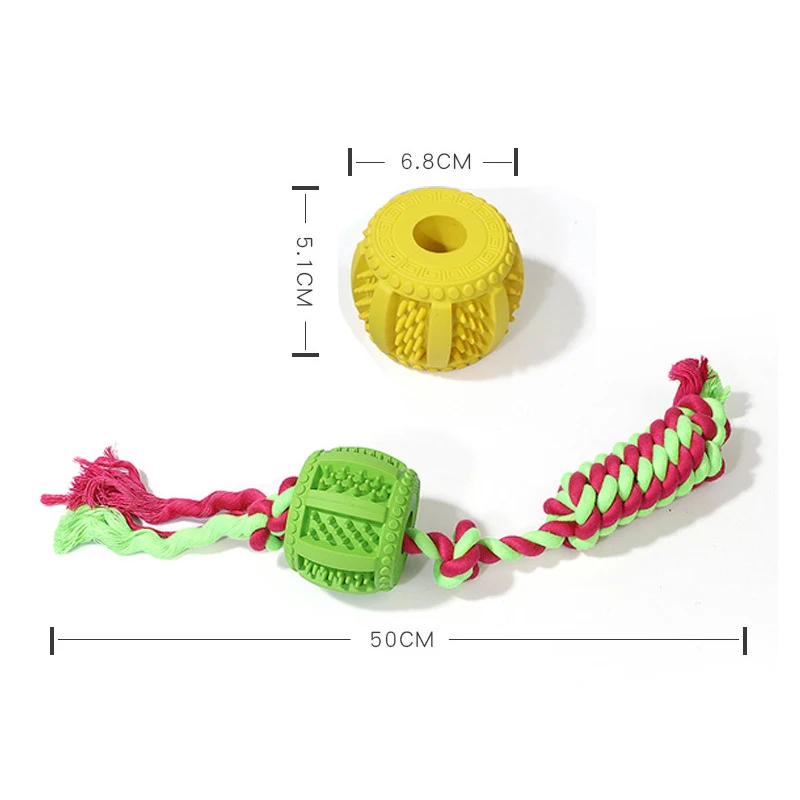 Dog Toy Interactive Rubber Drum Rope Piercing Balls Pet Dog Cat Puppy Extra-tough Chew Training Toys Tooth Cleaning Ball Toys Drum (1)