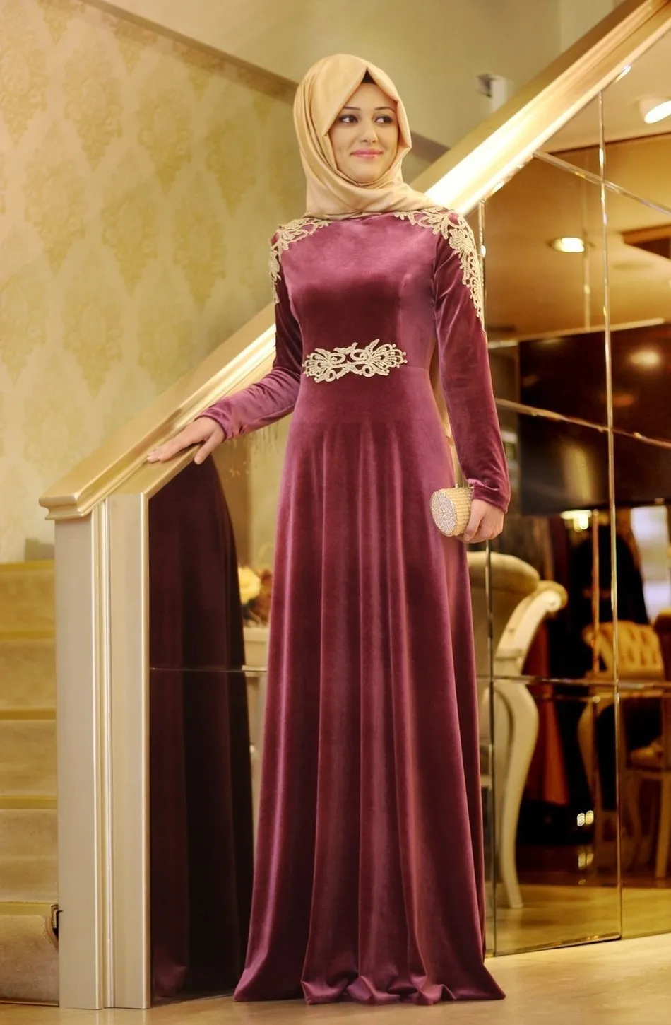 Evening Dress Party Burgundy Velour Muslim Hijab Long Sleeve Floor Length Parti Elegant Robe Mere De La 2017 Dresses Evening Dress Evening Dresses Partydress Evening Dresses Aliexpress