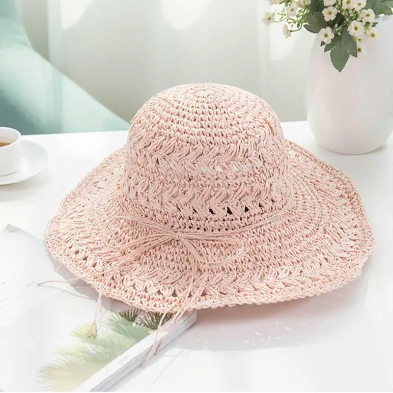FLYBER тканевые дизайнерские соломенные солнцезащитные шляпы со шнуровкой для женщин Панама шляпа с большой головой пляжная УФ Защита открытый chapeau femme