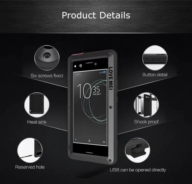 

Love Mei Powerful case for Sony Xperia XZ Premium Shock Proof Tough Aluminum Metal Armor case for Sony XZ Premium