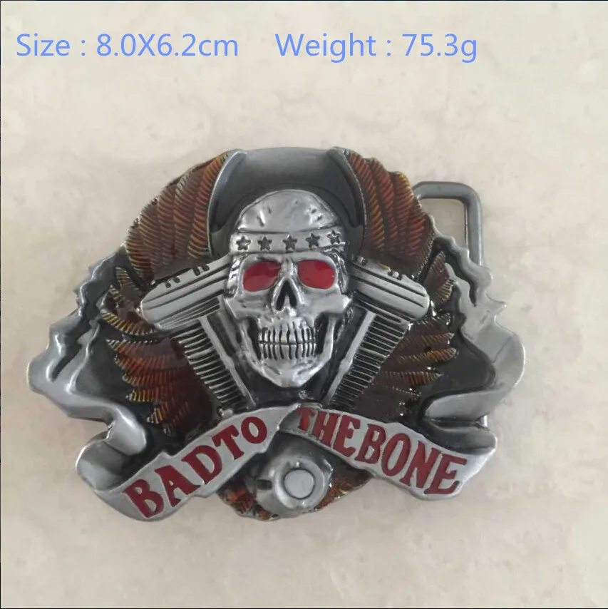 Прохладный 3D Bad to the Bone супер тяжелый металл Череп Крылья байкер Мужские пряжки