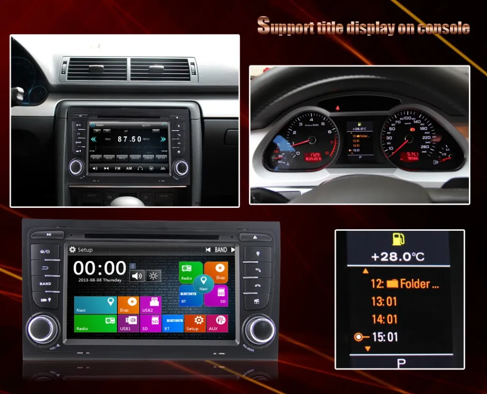 Discount Eunavi 2 Din Car GPS Navigation DVD Player Stereo Video For AUDI A4 S4 RS4 With 3G USB GPS Bluetooth IPOD FM RDS Subwoofer 19