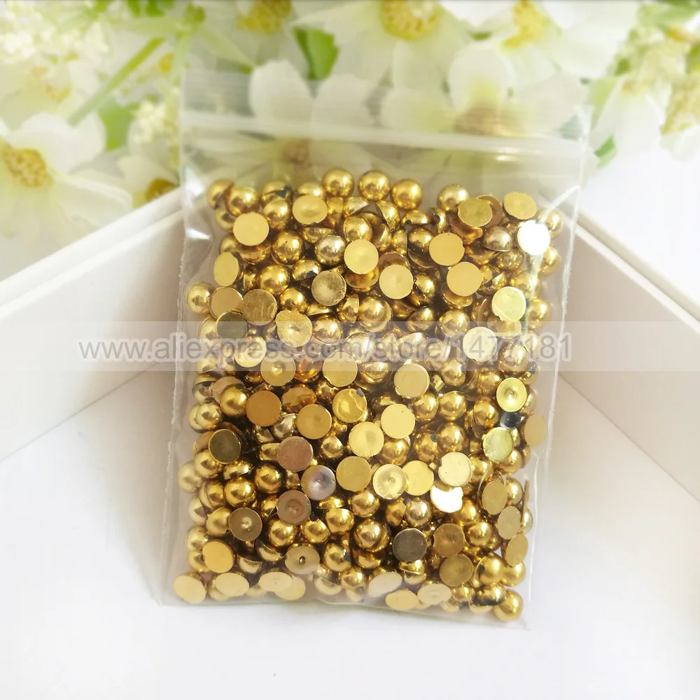 5mm half round pearls A39 #1 Gold