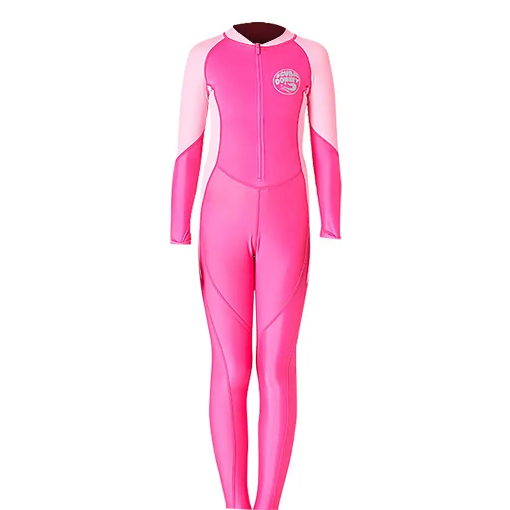 Детский солнцезащитный водолазный костюм, Детский Гидрокостюм для девочек, Быстросохнущий Цельный купальник с длинными рукавами и защитой от ультрафиолетового излучения# sx - Цвет: Pink