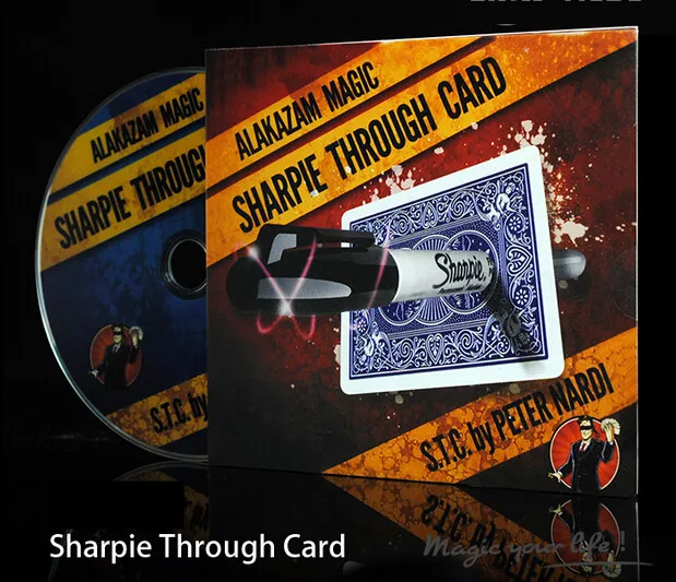 Sharpie Through Card-Волшебные трюки, сцена, карты реквизит, иллюзии, реквизит, комедия, аксессуары, ментализм, Волшебники игрушки