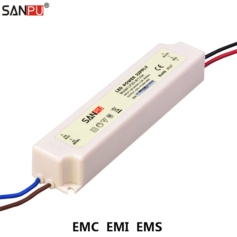 

SANPU SMPS EMC EMI EMS Switching Mode Power Supply 24V 20W AC-DC LED Driver Waterproof IP67 Plastic (Replace MeanWell LPL-18-24)