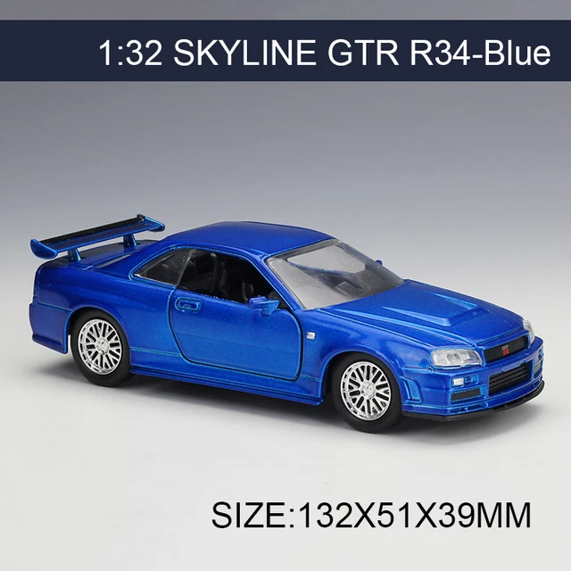 1 32 diecast model car skyline gtr r34 blue vehicle play collectible