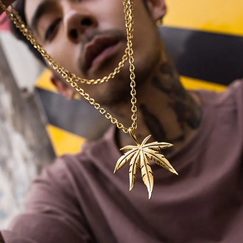 

Hip Hop Tree Leaf Necklace For Women Men Small Weed Herb Maple Leaf Pendants Necklaces Unisex Plant Jewelry Dropshipping Collar