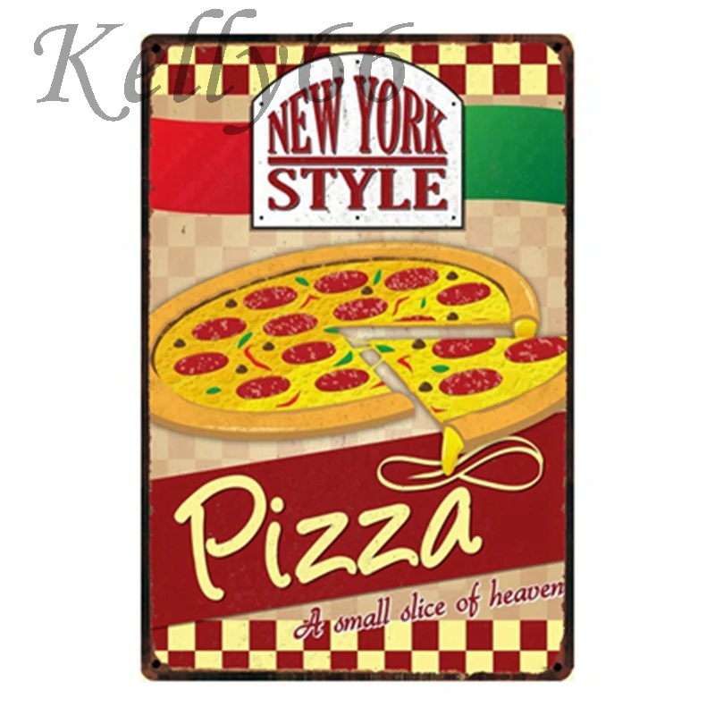 

[ Kelly66 ] NEW YORK STYLE PIZZA Metal Tin Sign Poster Home Decor Bar Antique Wall Art Painting 20*30 CM Size y-1332