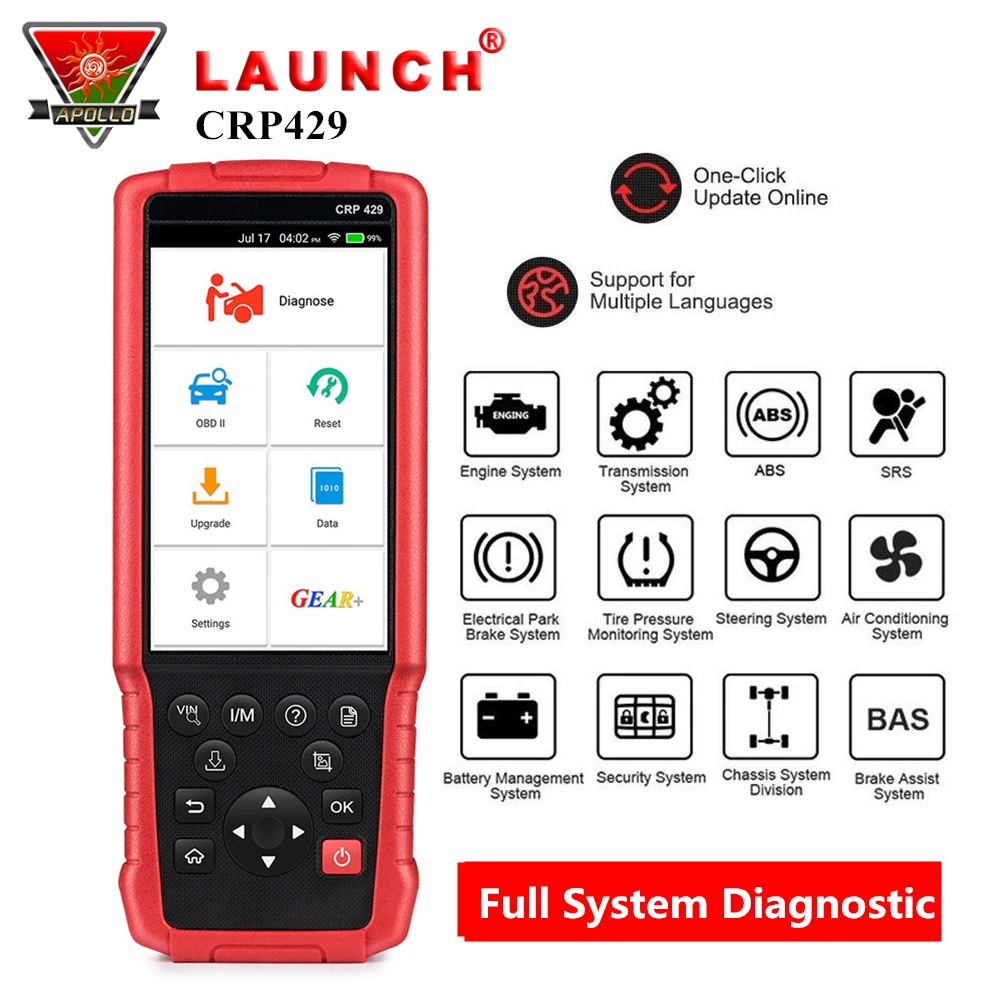 

LAUNCH X431 CRP429 OBD2 Code Reader Auto Car Scanner Full System Diagnostic Tool with 8 Reset Function pk CRP429C Autel MK808