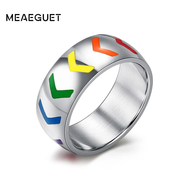 meaeguet cool spikes rainbow color stainless steel gay pride rings for women men wedding rings party - Gay Mens Wedding Rings meaeguet cool spikes rainbow color stainless steel gay pride rings for women men wedding rings party - Gay Mens Wedding Rings