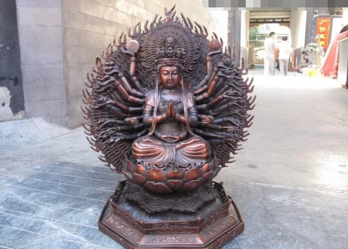 

USPS to USA S3081 Tibet Red Bronze Copper 1000 Arms Hands Avalokitesvara Kwan-Yin Guan Yin Statue B0401