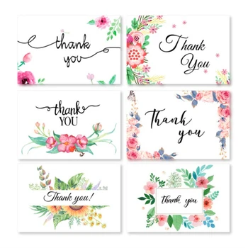 

6set/lot mix styles 6 PCS card+6 PCS envelope Flower "thank you" cards gift message card DIY decoration Holiday greeting card