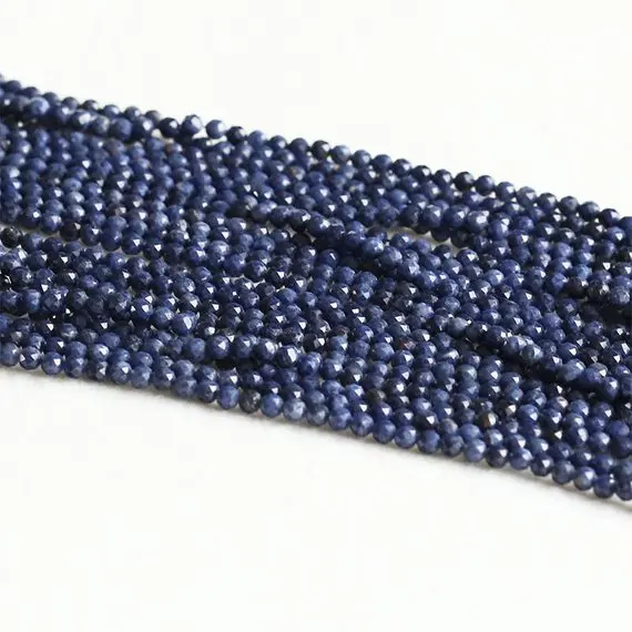Natural Genuine Blue Sapphire Round Loose Gemstone Faceted Small Beads 2mm 3mm 4mm 5mm1