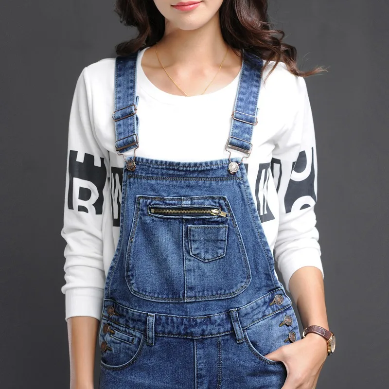 Sweet Jeans Jumpsuits for Girls Women with Multi Pockets Blue Denim