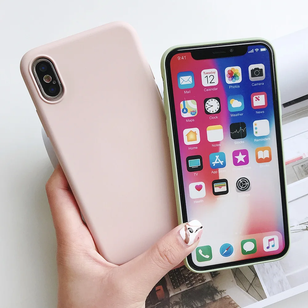 KIPX1124_2_JONSNOW Pure Color Silicone Case for iPhone XS XR XS Max 6 6S 6P 7 8 Plus Ultra-thin Matte Dirt-resistant Soft TPU Solid Cover