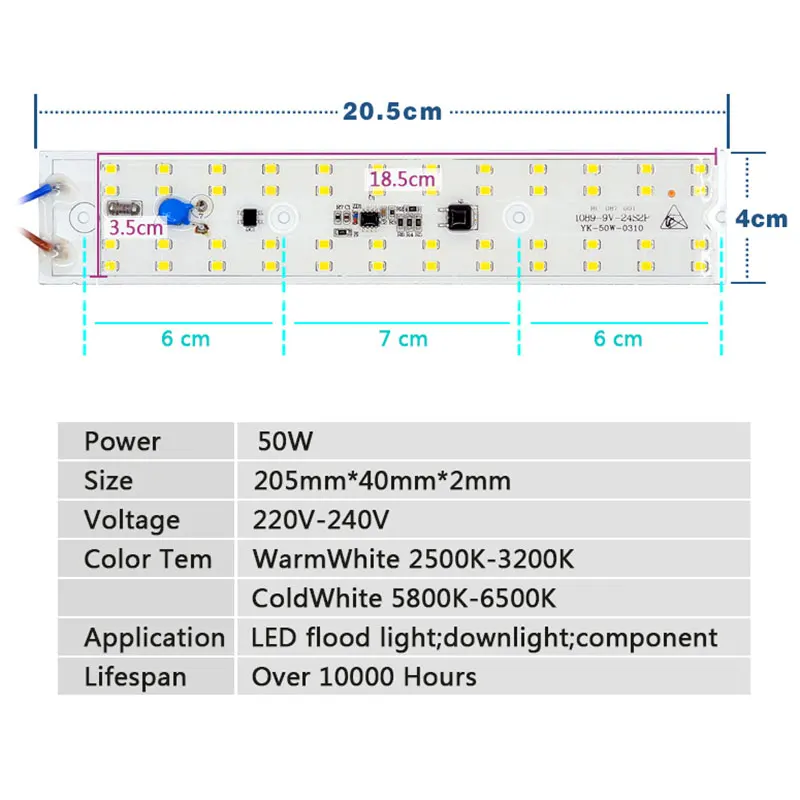 Умный IC SMD СВЕТОДИОДНЫЙ светильник 50 Вт AC 220 В SMD2835 DIY для наружного прожектора для сада холодный белый теплый белый