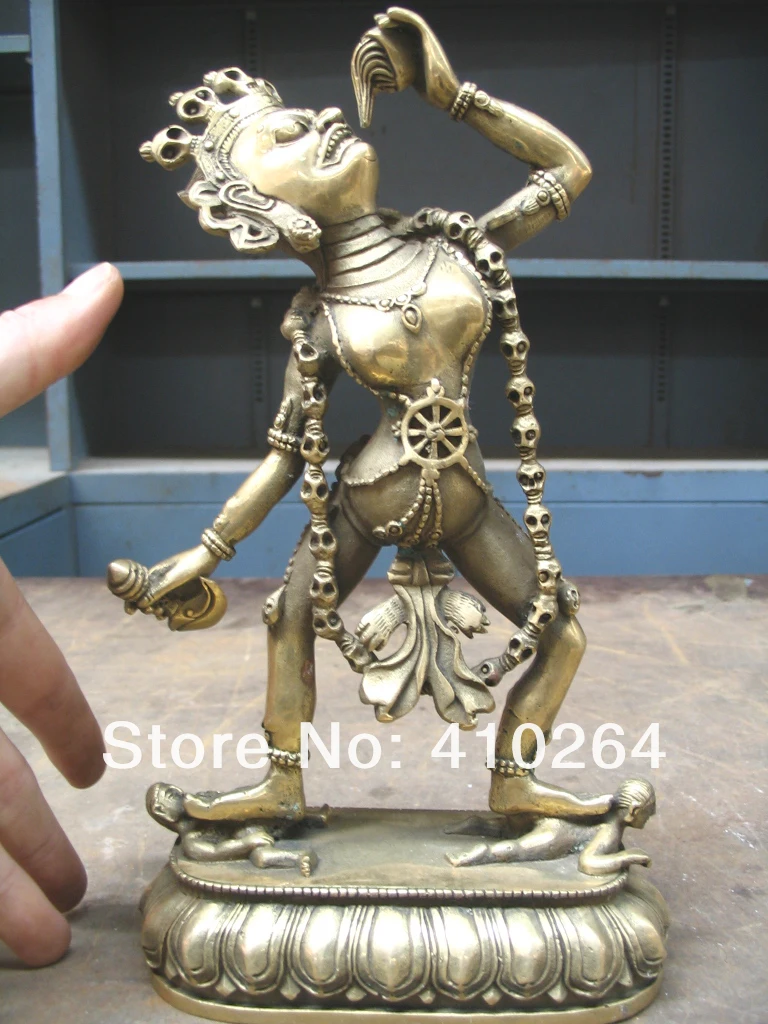 

0116P [old craft ] fast shipping 20cm good luck Tibetan Buddhist skull necklace Buddha Bronze Statue