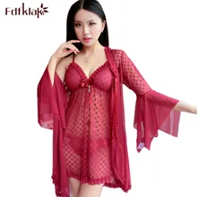 Fdfklak комплект из 3 предметов, женская одежда для сна, халат, весенне-летний халат, Женский сетчатый сексуальный ночной халат, халат для отдыха, женский халат