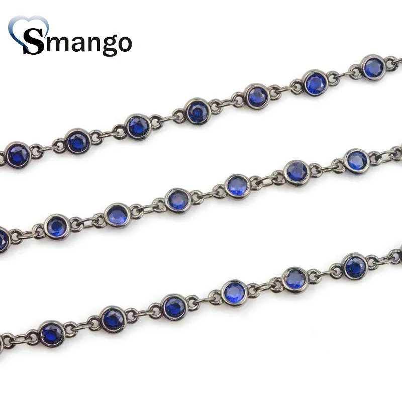 

3 Meters,Fashion Jewelry Accessories, Chain Setting CZ,Black Plating Colors