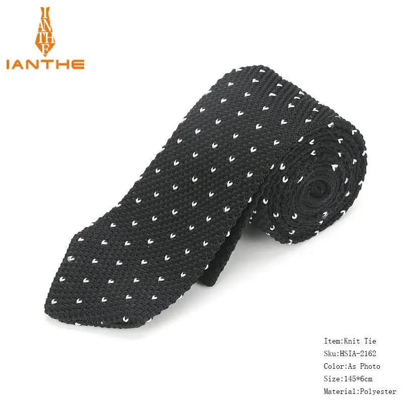 Модный Темно-синий тонкий шейный галстук, свадебные Вязаные Галстуки для мужчин, обтягивающие галстуки, мужские узкие вязаные галстуки из полиэстера, брендовые новые Галстуки 6 см - Цвет: IA2162