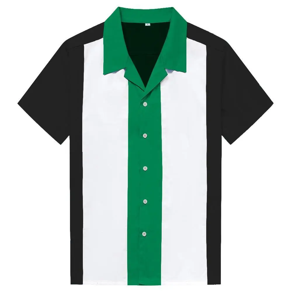 Рубашки размера плюс в Вертикальную Полоску для мужчин Overhemden Heren Блузка мужская промышленная рубашка с коротким рукавом, платье на пуговицах - Цвет: Black-green