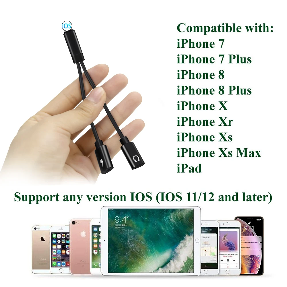 NYFundas 2 в 1 двойной разъем аудио зарядный кабель для Apple liphone X 8 7 6 Plus XS MAX XR Наушники Аксессуары для наушников