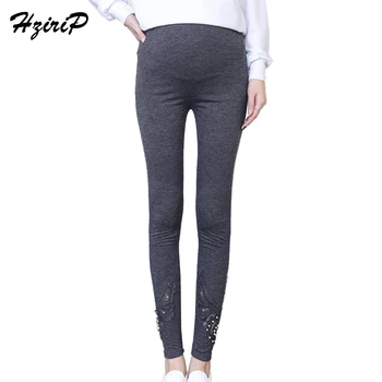 

HziriP Pregnant Women Wear Spring Summer Leggings Cotton Female Trousers With Pearl Wings Solid Embroidered Pants Maternity Warm