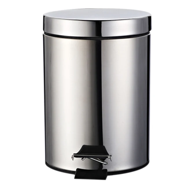 Stainless Steel Covered Round Step Trash Can Foot Pedal Dustbin Stainless Steel Covered Round Step Trash Can Foot Pedal Dustbin Garbage Bin With Lid Silver