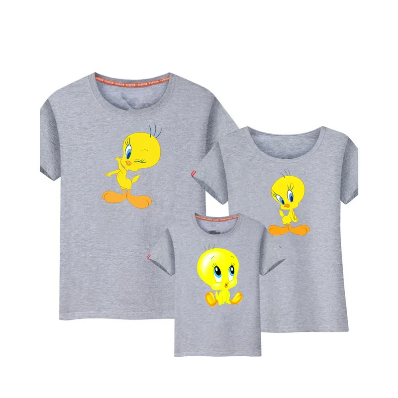 Tweety футболка с рисунком птицы Семейные комплекты одежда для матери и дочери птичка Твити одинаковые комплекты Рождественская одежда, футболка