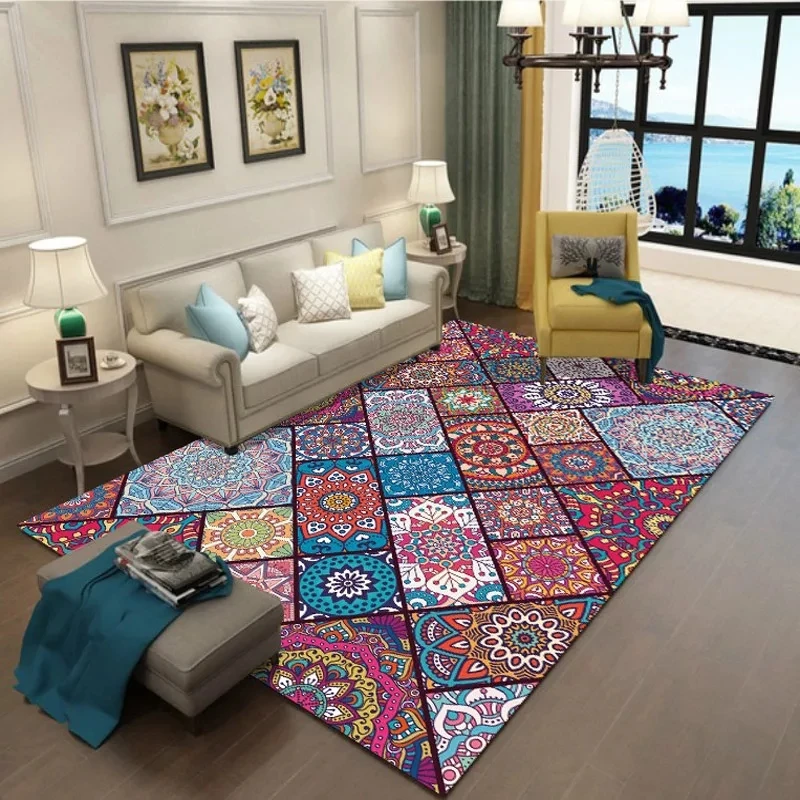 Vintage Art Ethnic Chinese Style 3D Carpet Lving Room Bedroom Study Mat Machine Washable  Rug Home Accessories