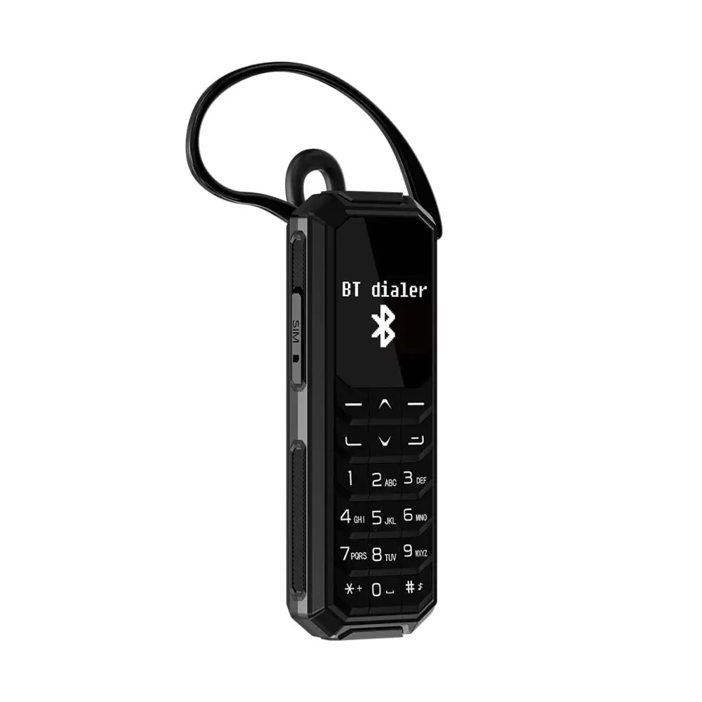 Маленькие bluetooth наушники для телефона Fsmart KK2 мини беспроводной Bluetooth номеронабор магическое изменение голоса 0,66 дюймов маленький мобильный телефон - Цвет: Black