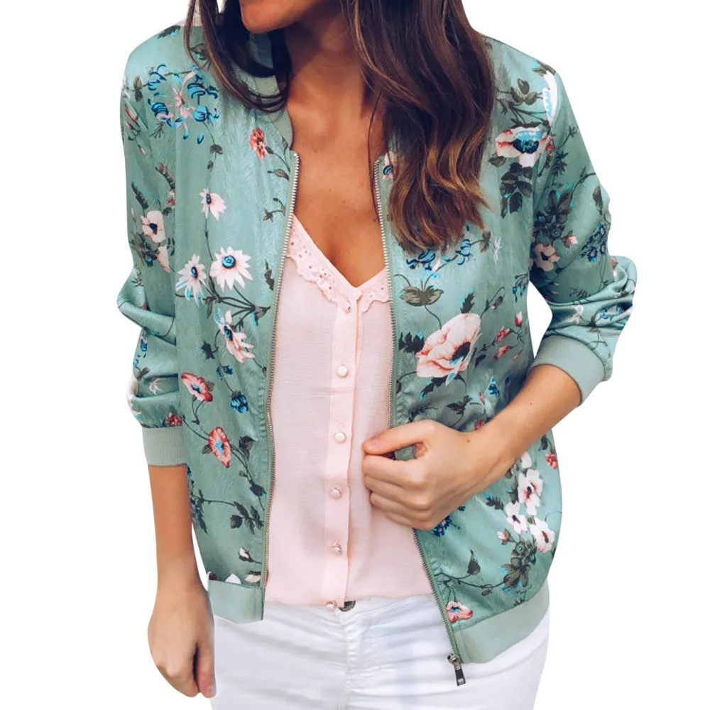 

Autumn Hooded Jacket Harajuku Zipper Pockets Bomber Womens Jackets Casual Floral Print Coats Streetwear Outwear Clothes