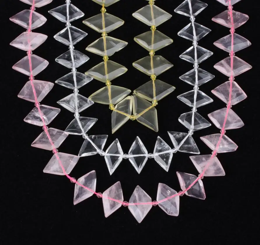 Preise Natürliche Pferd Auge Stein Punkt Perlen, Weiß Rosa Kristall Quarz Edelsteine Raute Doppel Punkt Perlen Halskette Charme, Der SY 662AMEJ