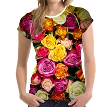 Forudesigns Бег Фитнес Спорт Для женщин Футболки смешанные Цвет с принтом розы тренажерный зал тренировки дышащая спортивная Женский Футболки-топы