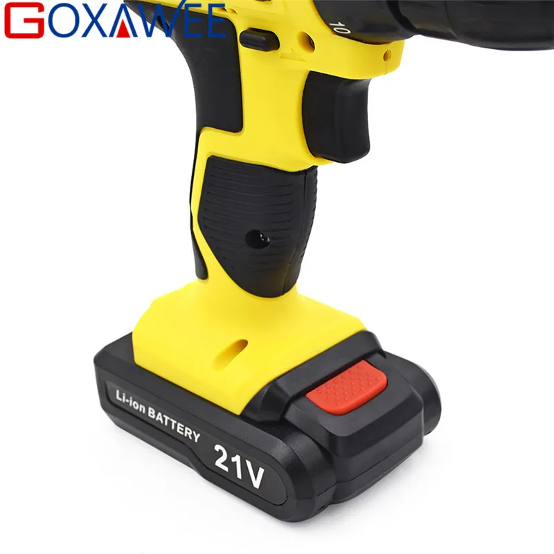 GOXAWEE 21 V/12 V/16,8 V электрический шуруповерт с перезаряжаемые литиевые батареи мини-дрель 2-Скорость Беспроводной Мощность инструмент