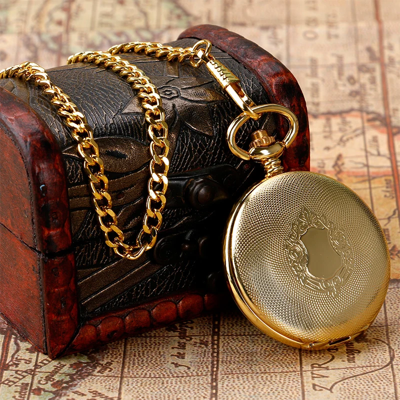 

Fashion Women Nurse Automatic Mechanical Golden Pocket Watch Retro Skeleton Luxury Shield Mirror Fob Men Watches Chain Gift