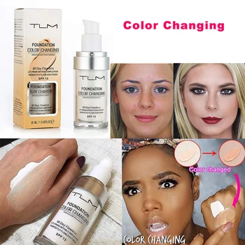 

Hot!!! TLM Color Changing Concealer Cream Foundation SPF15 Liquid Foundation Base Makeup Brighten Smooth Nude Face Cosmetics