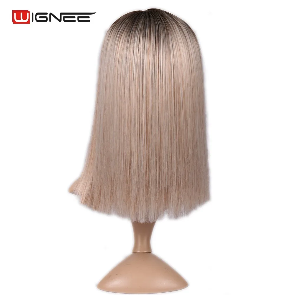 Wignee 2 Tone Ombre Brown Ash Blonde Synthetic Wig For Women