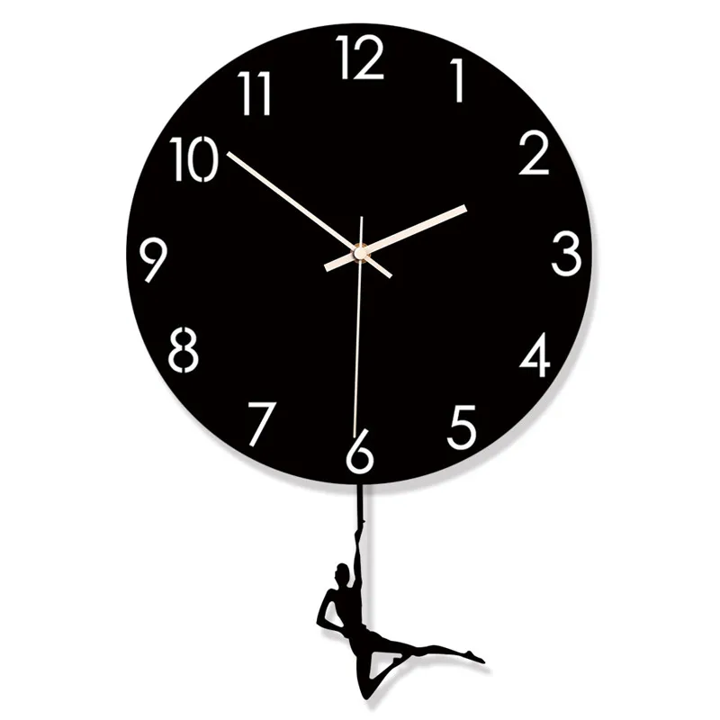 Best selling Nordic creative wall clock Bedroom home silent swing retro clock white and black clock wall hangings